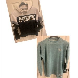 2 PINK Victoria’s Secret sweatshirts size S